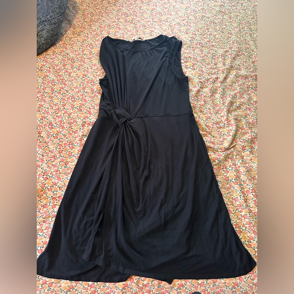 Tommy Bahama Black Sleeveless Knot-Front Midi Dress